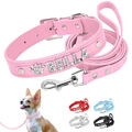 Personalisiert Hundehalsband und Leine mit Namen Strassbuchstaben Leder Halsband