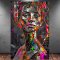 LEINWAND BILD ER XXL ABSTRAKT POP ART GESICHT FRAU GRAFFITI BUNT WAND POSTER 365