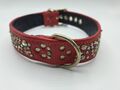 Handgefertigtes Echtleder Hundehalsband Mit Strass Von Ledass.92  HU 36-41cm 