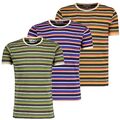 NEU MADCAP RETRO 70er 80er HERREN MOD GESTREIFTES T-SHIRT T-SHIRT Shirt Top Dekker MC1044