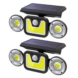 2er LED Solarleuchte Fluter mit Bewegungsmelder Solarlampe Außen Garten Strahler