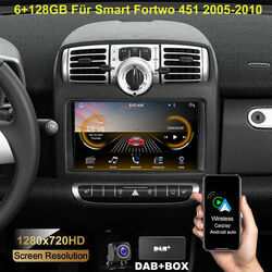 DAB+ Carplay Android14 Autoradio Für Benz Smart Fortwo 451 2005-15 GPS Navi 128G