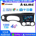 8 kern 64G Android 13 Autoradio Carplay GPS Navi für Jeep Wrangler JK 2015-2017