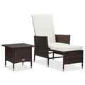 vidaXL 2-tlg. Garten-Lounge-Set mit Kissen Poly Rattan Braun ASS