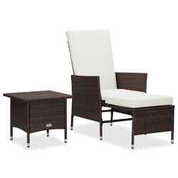 vidaXL 2-tlg. Garten-Lounge-Set mit Kissen Poly Rattan Braun ASS