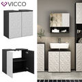 Badmöbel-Set Badezimmer-Möbel Bad-Schrank Edge Schwarz Weiß modern Vicco