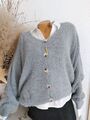 Strickjacke Cardigan kuschelig warm grau L 40/42 Neu