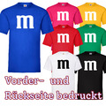 T-Shirt m&m Karneval | Fasching M und M Herren | vorne + hinten bedruckt