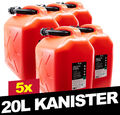 5x 20L BENZINKANISTER RESERVEKANISTER  AUSGIEßER KRAFTSTOFF DIESEL KANISTER ROT