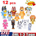 12er Bluey Family Bingo Dog Dad Mom Action Figures Familie und Freunde Set NEU