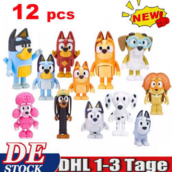 12er Bluey Family Bingo Dog Dad Mom Action Figures Familie und Freunde Set NEU