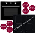 Einbauherd Set Backofen Heißluft autarkes 60cm Induktionskochfeld rahmenlos