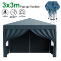 Pavillon Faltpavillon Gartenzelt 2x2m/3x3m Pop Up Partyzelt Blau/Grau/Schwarz