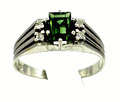 Ring mit Turmalin und  Brillanten  0,02 ct.  14 K 585er Weissgold, Gr.54