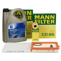 MANN Filterset + 5L ORIGINAL 5W30 dexos2 Motoröl für OPEL ADAM 1.2 1.4 / LPG / S