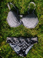 watercult Bikini, kl. Slip Gr.38, großer BH Gr.42 D, marine/weiß, Spendenaktion!