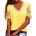 Plus Size Damen Sommer Kurzarm T-Shirt Tops Damen Plain Lace Bluse T-Shirt ∑