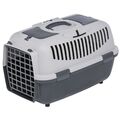 (B-WARE) Transportbox Hundebox Katzenbox hellgrau-dunkelgrau 58,5 x 37 x 38 cm