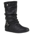 Bequeme Damen Stiefel Flache Schlupfstiefel 70991 Boots Gr. 36-41 Schuhe