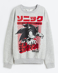 SONIC THE HEDGEHOG SWEATSHIRT GRAU, ROT & SCHWARZ für 14 - 15 JAHRE ALT - NEU