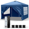 Pavillon Faltpavillon 3x3m Partyzelt Pavillion Pop-Up Wasserdicht UV-Schutz Blau