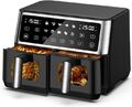 Heißluftfritteuse 2 Kammern mit Sichtfenster 10L Dual Zone XXL Airfryer 10-in-1