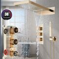 Gold Unterputz Duscharmatur Set Thermostat Duschsystem Regendusche Brause iBox