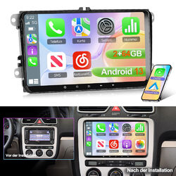 9" Apple Carplay Autoradio Android 13 2+64GB GPS NAVI Für VW Passat B6 Golf 5 6