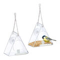 2 x Vogelfutterhaus transparent Acryl Vogelhaus zum Aufhängen Fenster Futterhaus