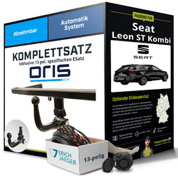 Anhängerkupplung ORIS abnehmbar für SEAT Leon ST Kombi +ESatz Kit (AHK+ES)JETZT NEU: Montage zum Festpreis!