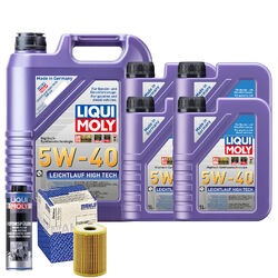 Motoröl 5W40 LIQUI MOLY High Tech 9L+MAHLE Ölfilter +Spülung