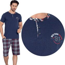 Herren Schlafanzug Pyjama DUMAN 100% Kurzarm + Shorts Baumwolle Nachtwäsche