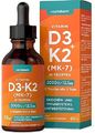 Vitamin D3 K2 Tropfen 60Ml Hochdosiert | 2000 IU D3 + 12,5 Μg K2 MK7 All-Trans