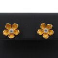 Blumen Ohrringe 750 Gold 18 Karat Gelbgold Ohrstecker Damen Wert 490,-