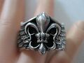 SILBER RING ° 925 / 1000 ° Schwertlilie / Feder ° Silberschmuck ° Biker Ring °