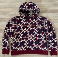 Tommy Hilfiger Pullover Sweatshirt in rot/blau mit Taschen Gr. XL