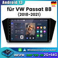 Für VW Passat B8 2018-2021 Android 13 Autoradio Carplay 2+64GB Navi WIFI GPS RDS