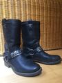 schwarze Leder Boots Stiefel Damen Gr. 40 guter Zustand