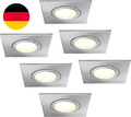 6Er Set LED Einbaustrahler 5W Dimmbar Flach Eckig IP44 Badezimmer 230V Spot Auße