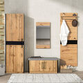 Garderobe Set Flurgarderobe Holz Garderobenpaneel inkl. Spiegel und Sitzbank