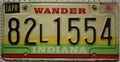 Indiana USA Nummernschild *WANDER* Kennzeichen Schild US license plate [82L1554]