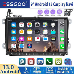 9" 32G Android 13 Autoradio Carplay Navi MIC Kam Für VW Golf 5 6 Plus Tiguan 6R