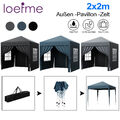 Pavillon 2x2M Pop-up Faltpavillon Wasserdicht Gartenzelt UV-Schutz 4 Seiten Zelt