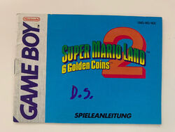 1992! Super Mario Land 2 6 Golden Coins Nintendo Game Boy DMG-MQ-NOE Anleitung