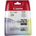 Canon PG-510 schwarze & CL-511 farbige Tintenpatronen für Pixma MP250 (2970B010) 510