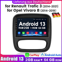 2+64GB 9" CarPlay Android 13 Autoradio Für Opel Vivaro B Renault Trafic 2 Navi