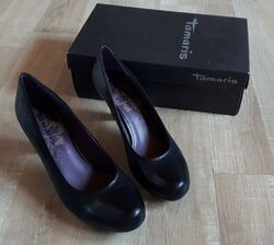 Tamaris Damen Pumps, schwarz, Gr. 38 (Bürstleder) *Top Zustand*