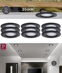 Paulmann EBL LED Nova Coin Set 9x6W Ip44 Schwarz Matt Satin Starr 