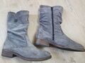 ❤ Tamaris *  Stiefeletten * wadenlange Stiefel * Leder  * grau * 39 * wie neu