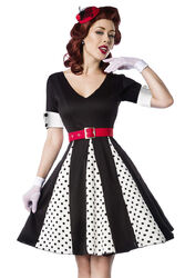 50er Jahre Pin Up Vintage Rockabilly Kleid mit rotem Gürtel Retro-Kleid BELSIRA